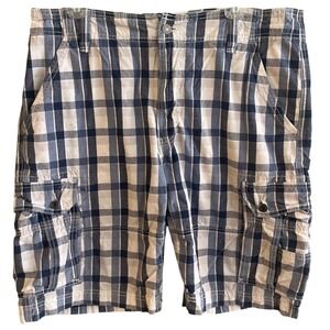 Levi's Men's Blue Check Cargo Shorts Cotton Pockets White Tag‎  Size 36